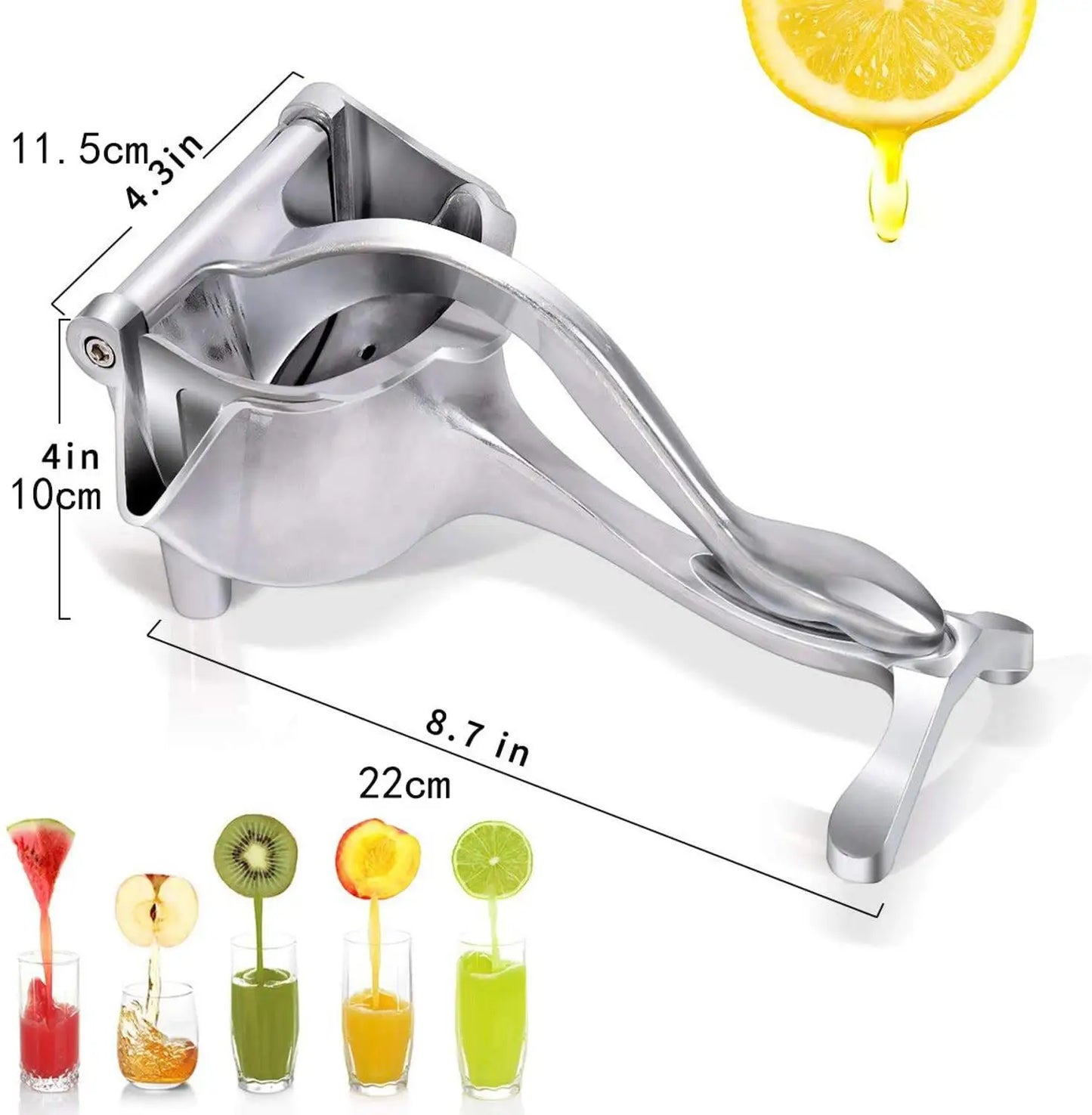 Exprimidor Manual de Frutas en Acero Inoxidable - Exprimidor de Limón y Naranja con Filtro Desmontable