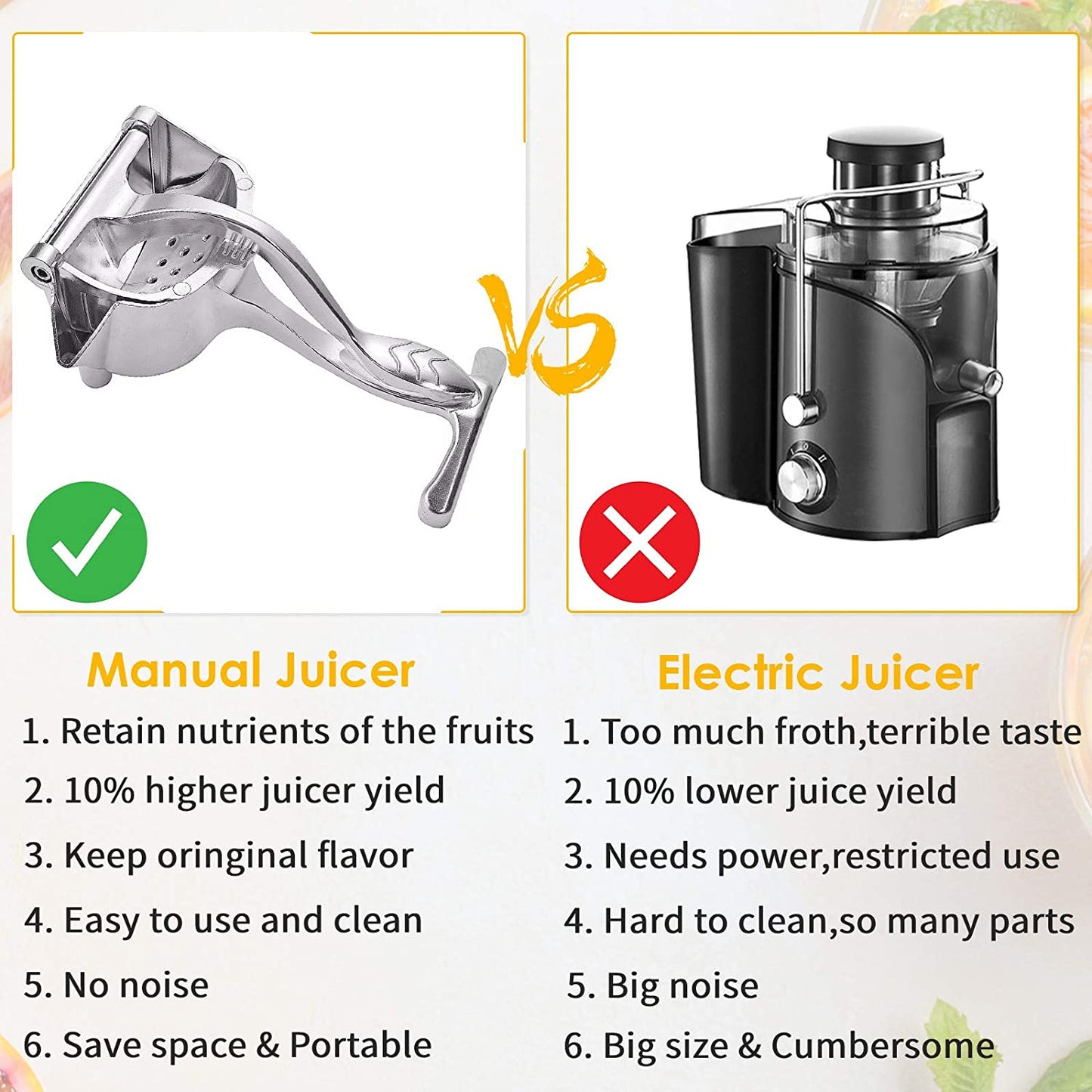 Exprimidor Manual de Frutas en Acero Inoxidable - Exprimidor de Limón y Naranja con Filtro Desmontable